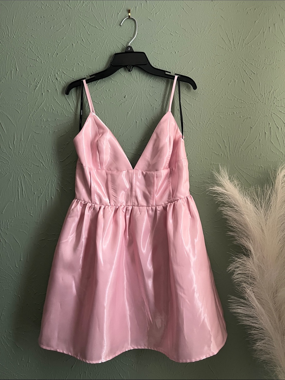 Forever 21 Shiny Blush Pink Satin V-Neck Chemise